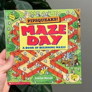 Vintage 1997 Children Book Maze Day A Book of Beginning Mazes Patrick Merrell